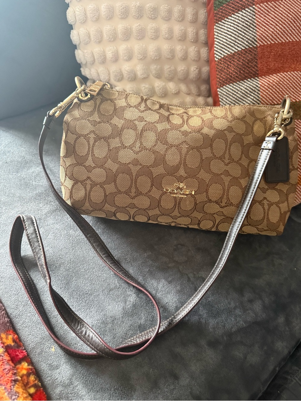Coach Brown/Tan Signature Jacquard Crossbody Bag